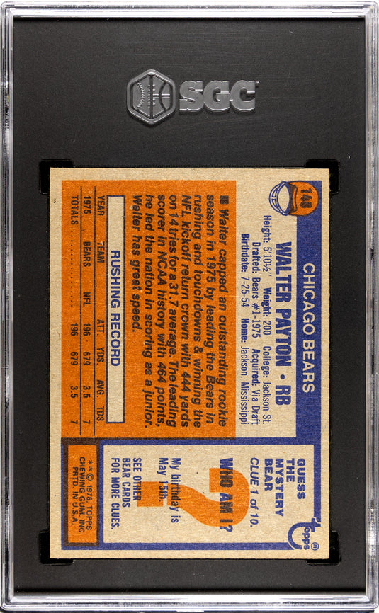 1976 Topps Walter Payton #148 SGC 7