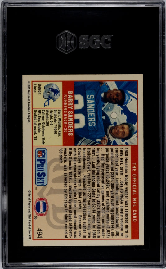 1989 Pro Set Barry Sanders #494 SGC 7.5