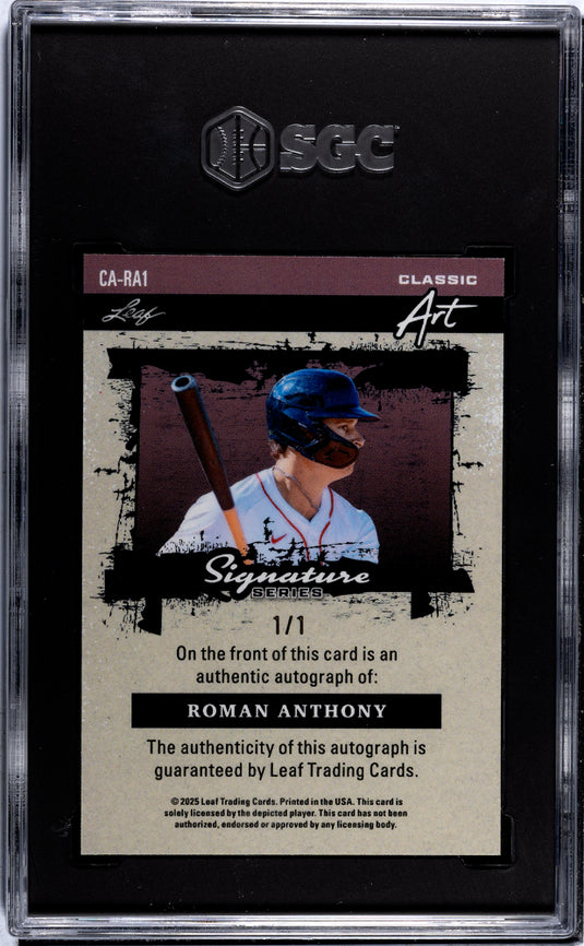 2025 Leaf  Roman Anthony #CA-RA1 Classic Art Autograph The House Shimme SGC 10 A