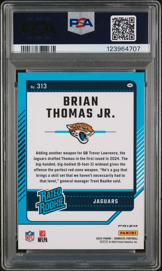 2024 Panini Donruss Brian Thomas JR. #313 Optic Preview Red Wave PSA 10