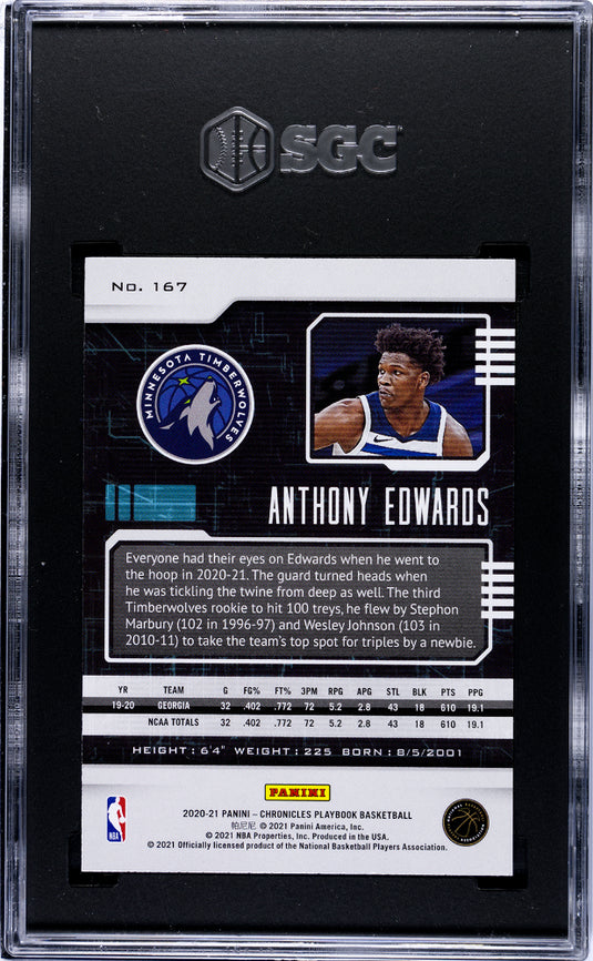 2020 Panini Chronicles Anthony Edwards #167 Playbook SGC 9.5