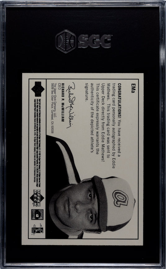 1999 Upper Deck Century Legends Eddie Mathews #EMA Epic Sigs. SGC 8.5