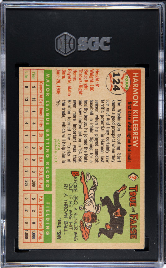 1955 Topps Harmon Killebrew #124 SGC 4.5