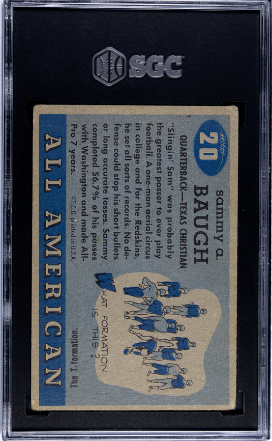 1955 Topps All American Sammy Baugh #20 SGC 2
