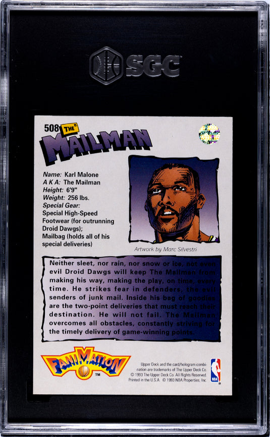 1992 Upper Deck Karl Malone #508 Fanimation SGC 9.5