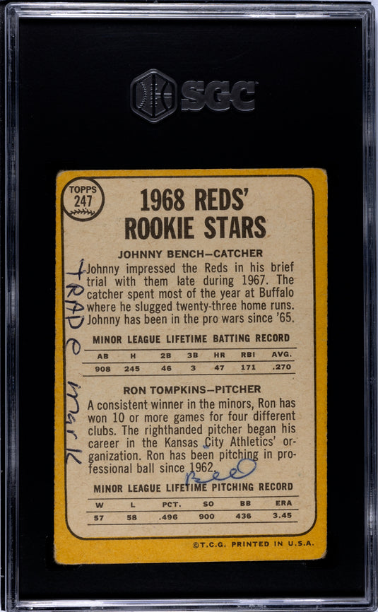 1968 Topps Johnny Bench #247 SGC 1.5
