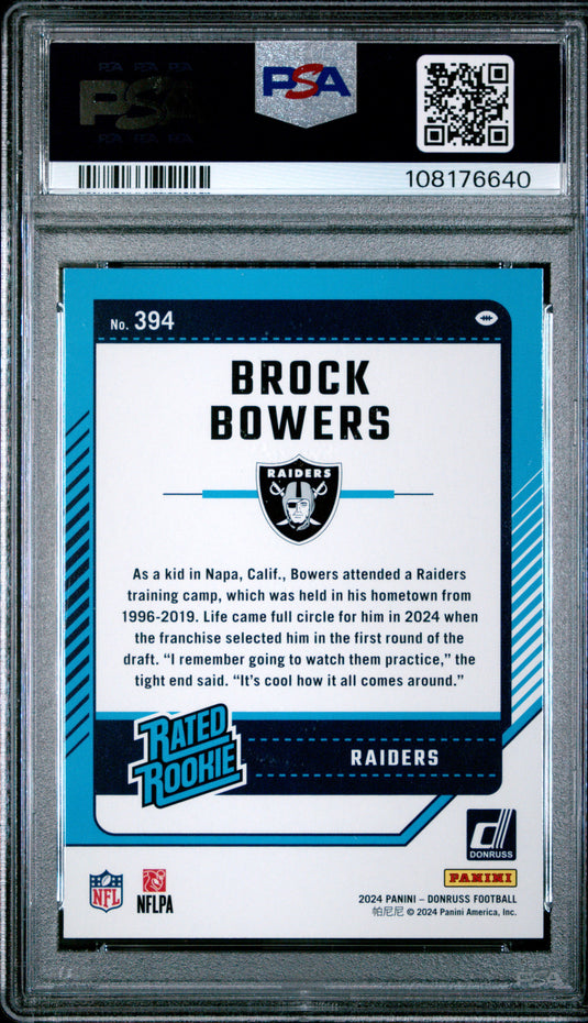 2024 Panini Donruss Brock Bowers #394 PSA