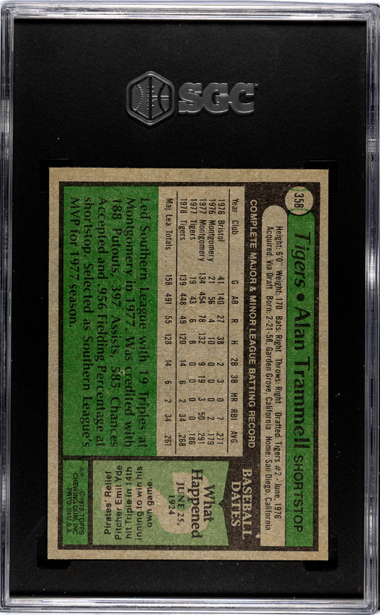 1979 Topps Alan Trammell #358 SGC 7