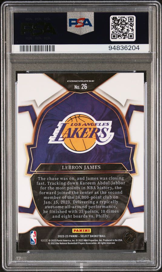 2022 Panini Select LeBron James #26 Blue PSA