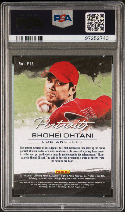 2018 Panini Diamond Kings Portraits Shohei Ohtani #P15 PSA 9