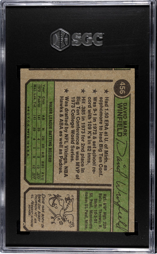 1974 Topps Dave Winfield #456 SGC 3