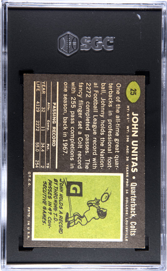 1969 Topps Johnny Unitas #25 SGC 5