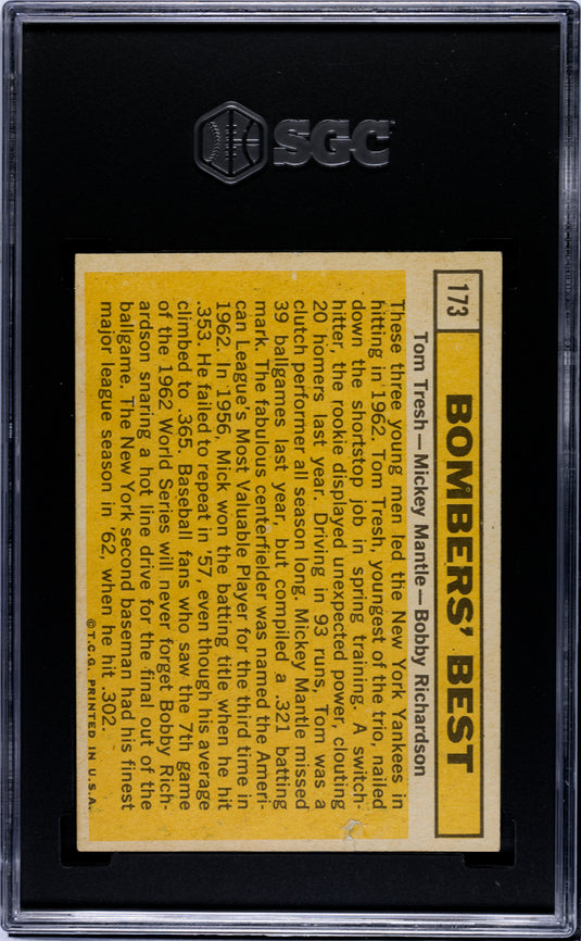 1963 Topps Bombers' Best #173 SGC 1