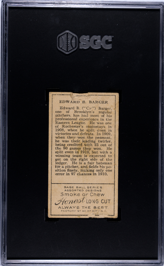 1911 Honest Long Cut Tobacco (T205) Edward Barger Partial 