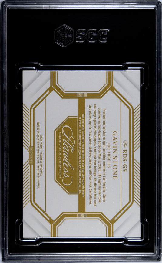 2023 Flawless Gavin Stone #RDS-GS Rookie Dual Patch SIG. Sapphire SGC 9 Auto 10