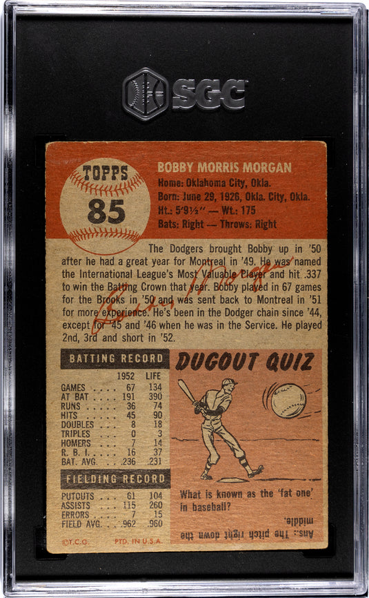 1953 Topps Bobby Morgan #85 SGC 3