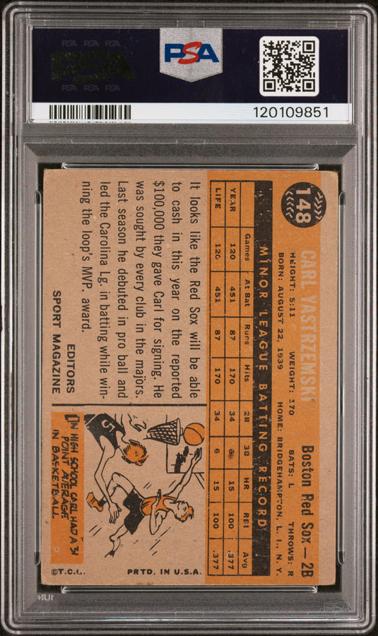 1960 Topps Carl Yastrzemski #148 Rookie Star PSA 1.5