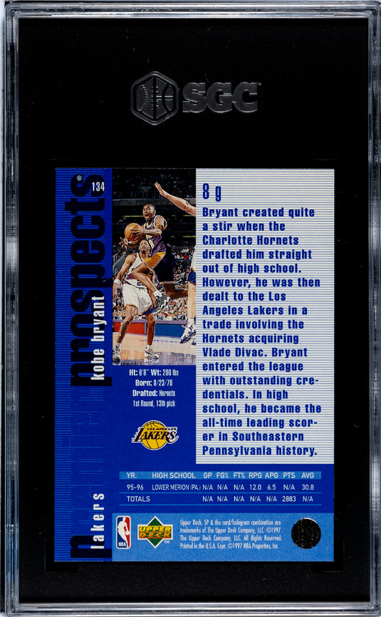 1996 Upper Deck SP Kobe Bryant #134 SGC 9.5