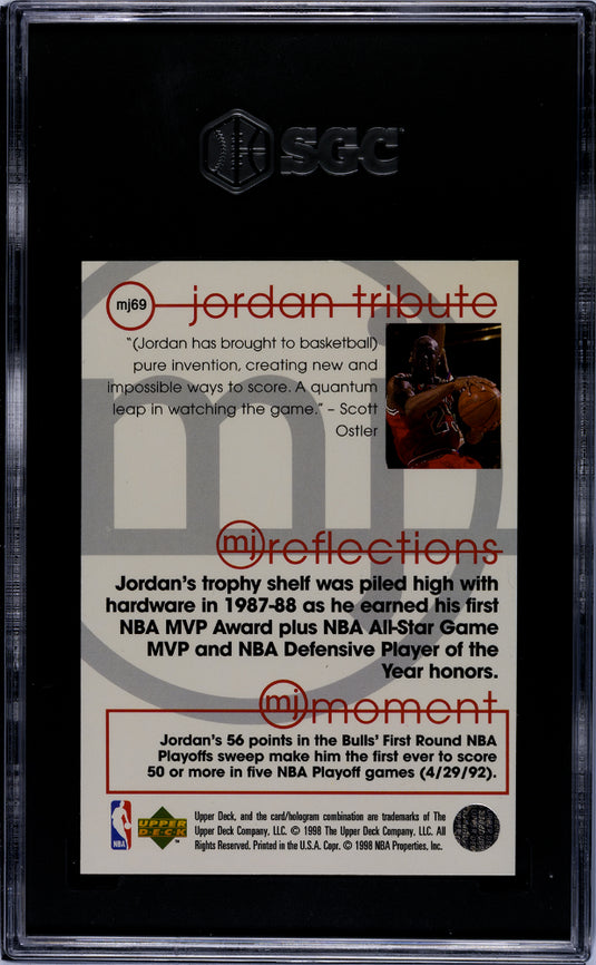 1997 Upper Deck MJ Tribute Michael Jordan #MJ69 Reflections SGC 9