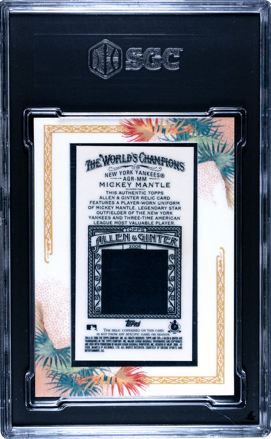 2006 Topps Allen & Ginter X Mickey Mantle #AGR-MM Relic (Uniform) SGC 9