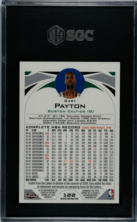 2004 Topps Chrome Gary Payton #122 Black Refractor SGC 8.5