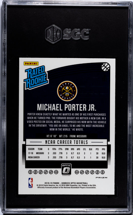 2018 Donruss Optic Michael Porter JR. #182 Shock Prizm SGC 9