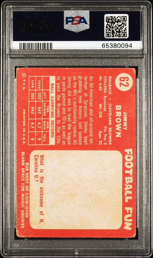1958 Topps Jim Brown #62 PSA 2