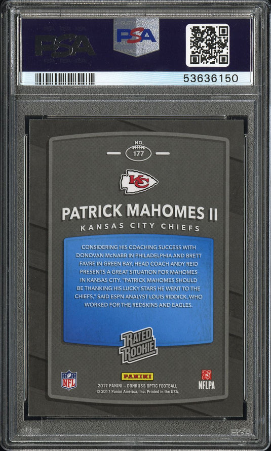 2017 Panini Donruss Optic Patrick Mahomes II #177 PSA 10
