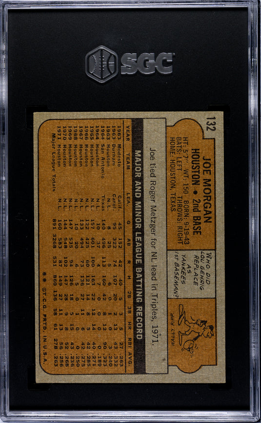1972 Topps Joe Morgan #132 SGC 5