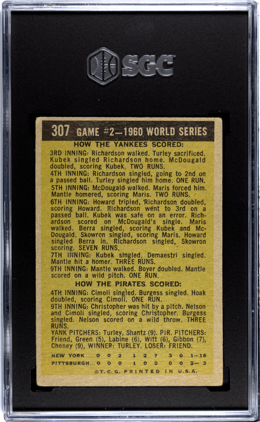 1961 Topps World Series Game #2 #307 SGC 3