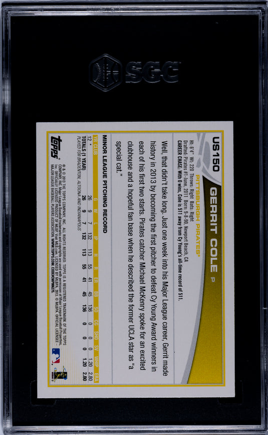 2013 Topps Update Gerrit Cole #US150 SGC 7