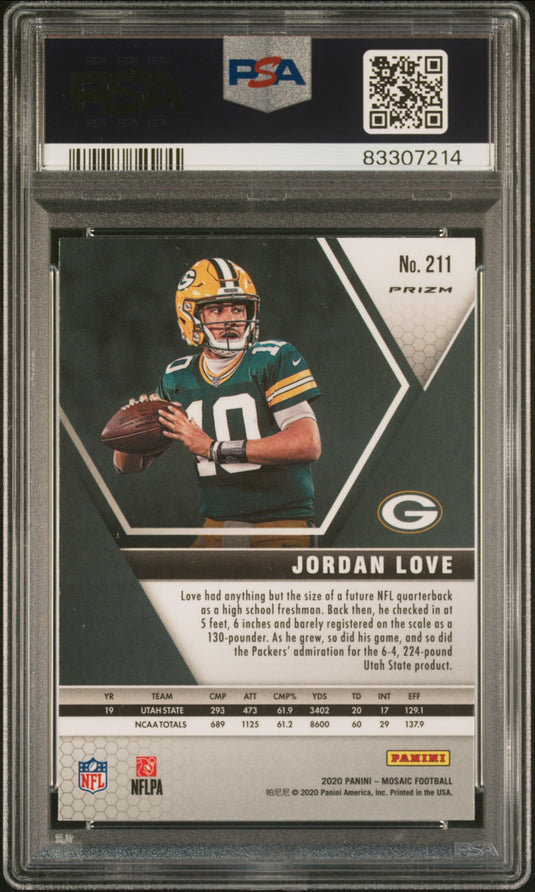 2020 Panini Mosaic Jordan Love #211 Reactive Blue PSA