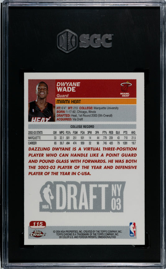 2003 Topps Chrome Dwyane Wade #115 SGC 9