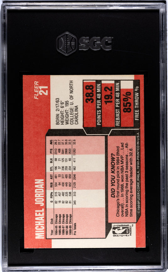 1989 Fleer Michael Jordan #21 SGC 9