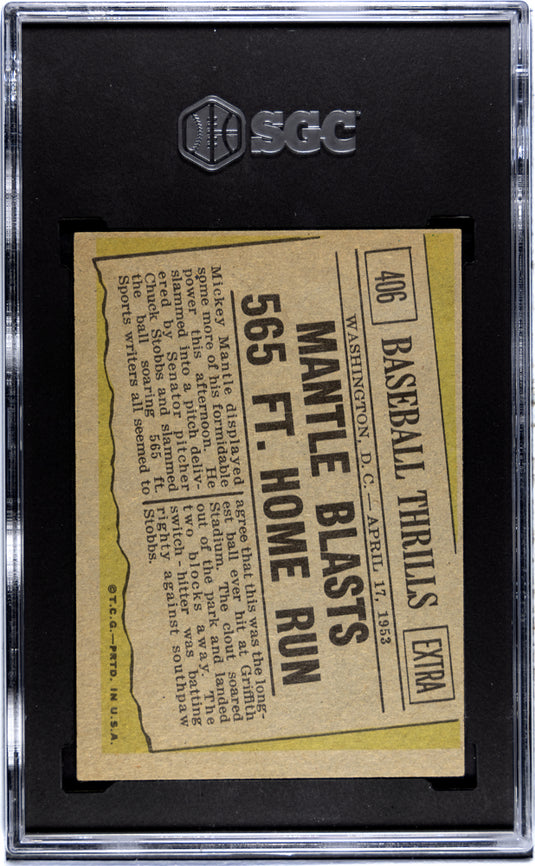 1961 Topps Mantle Blasts 565 FT. HR #406 Baseball Thrills SGC 3