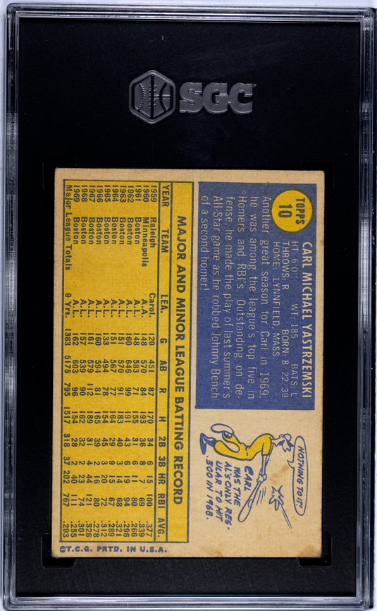 1970 Topps Carl Yastrzemski #10 SGC 3.5
