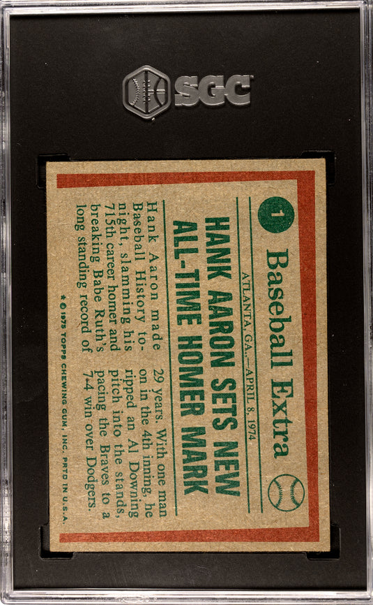 1975 Topps Hank Aaron #1 Highlights SGC 4