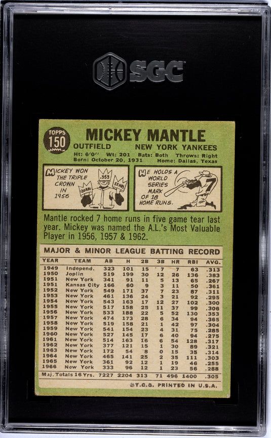 1967 Topps Mickey Mantle #150 SGC 3.5