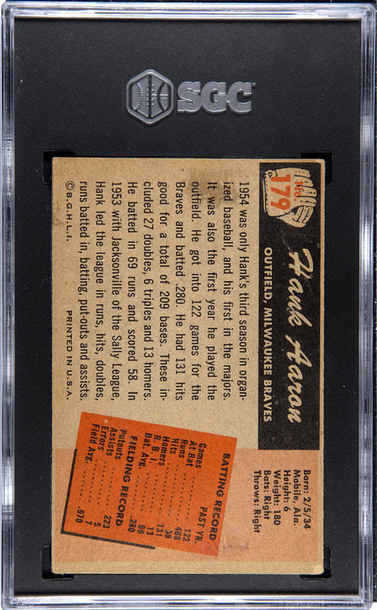 1955 Bowman Hank Aaron #179 SGC 2