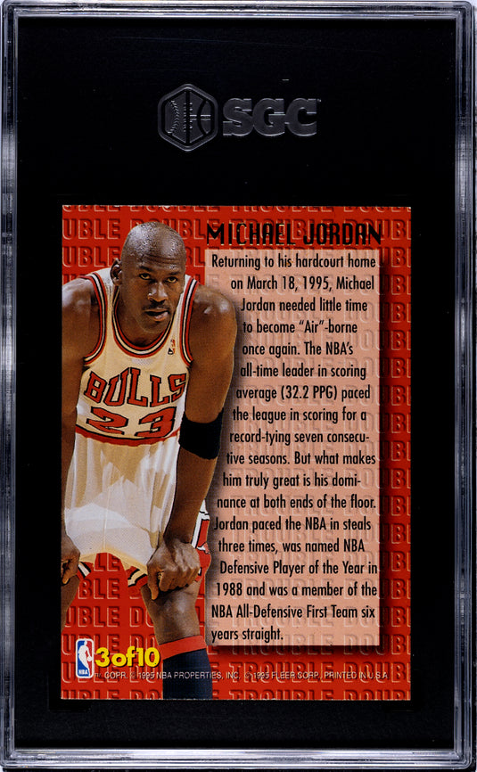 1995 Fleer Ultra Michael Jordan #3 Double Trouble Gold Medallion SGC 8