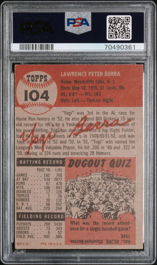 1953 Topps Yogi Berra #104 PSA 4