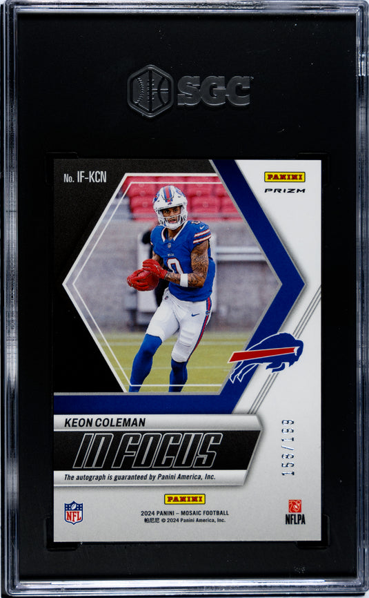2024 Panini Mosaic Keon Coleman #IF-KCN Focus Sigs. Red Prizm /199 SGC 9.5