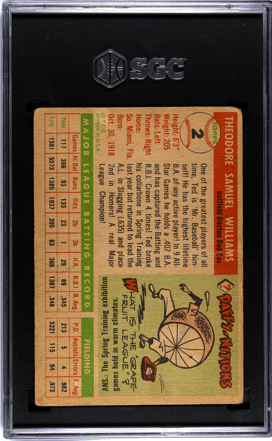 1955 Topps Ted Williams #2 SGC 1