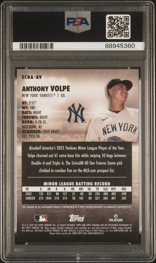 2023 Topps Stadium Club Base Autographs Anthony Volpe