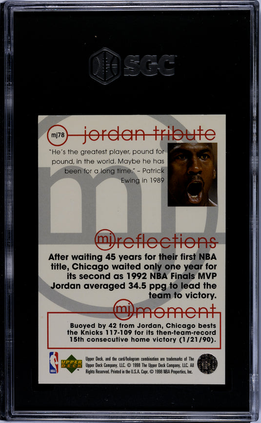 1997 Upper Deck MJ Tribute Michael Jordan #MJ78 Reflections SGC 9