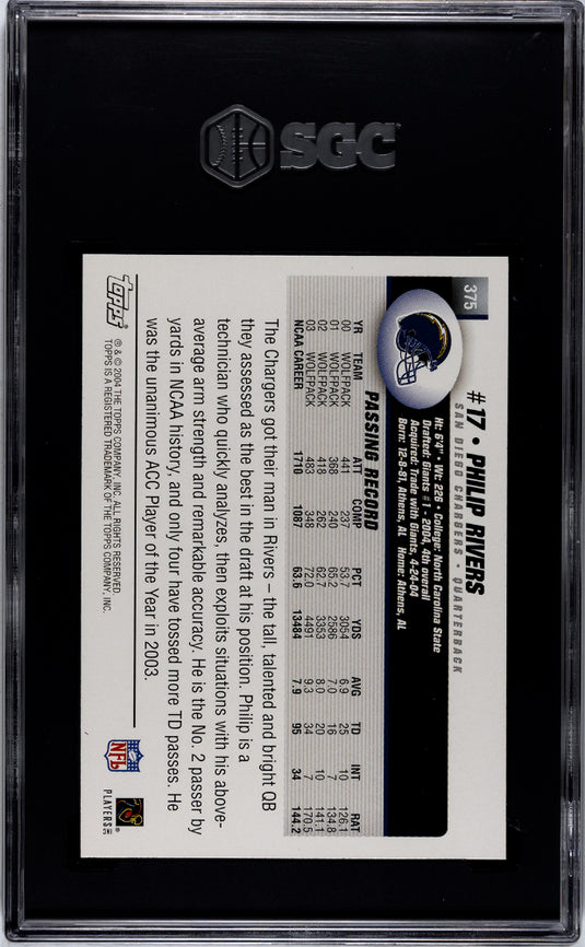 2004 Topps Collection Philip Rivers #375 SGC 9