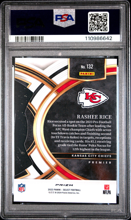 2023 Panini Select Rashee Rice #132 Die Cut Zebra Prizm PSA 10