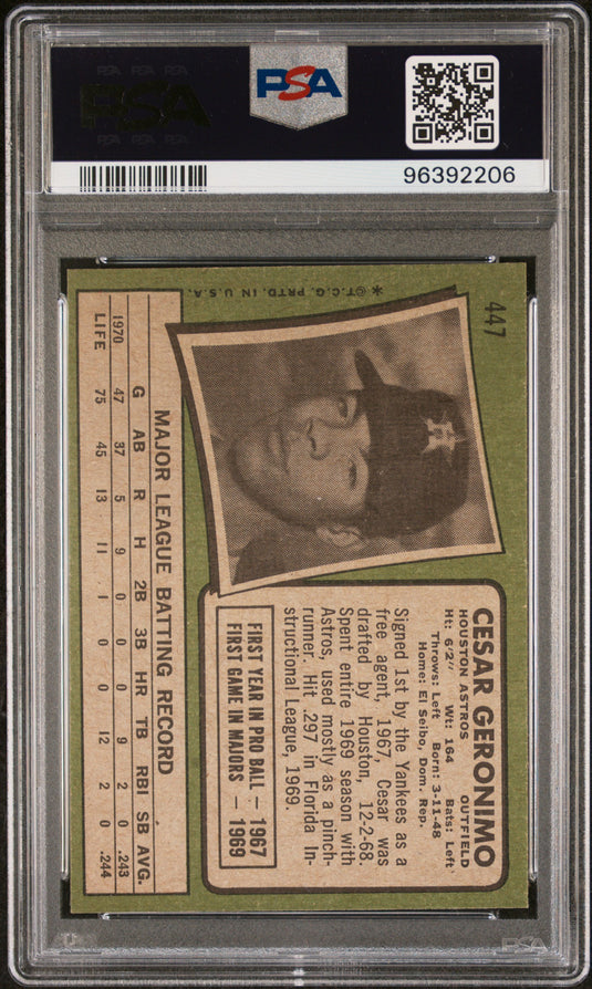 1971 Topps Cesar Geronimo #447 PSA 4