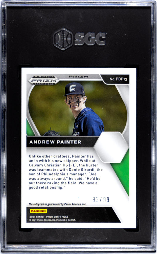 2021  Prizm  Andrew Painter #PDP13 Autograph Red Donut Circles SGC 8.5 Auto 10