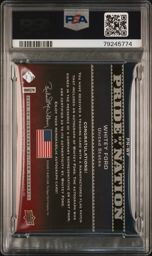 2012 SP Signature Pride Of A Nation Signature Whitey Ford #PN-WF /99 PSA Auto 10